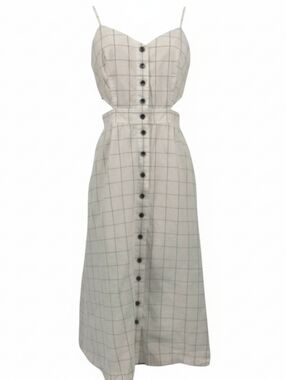 Madewell White Windowpane Cutout Midi Sundress  Dress Size 4